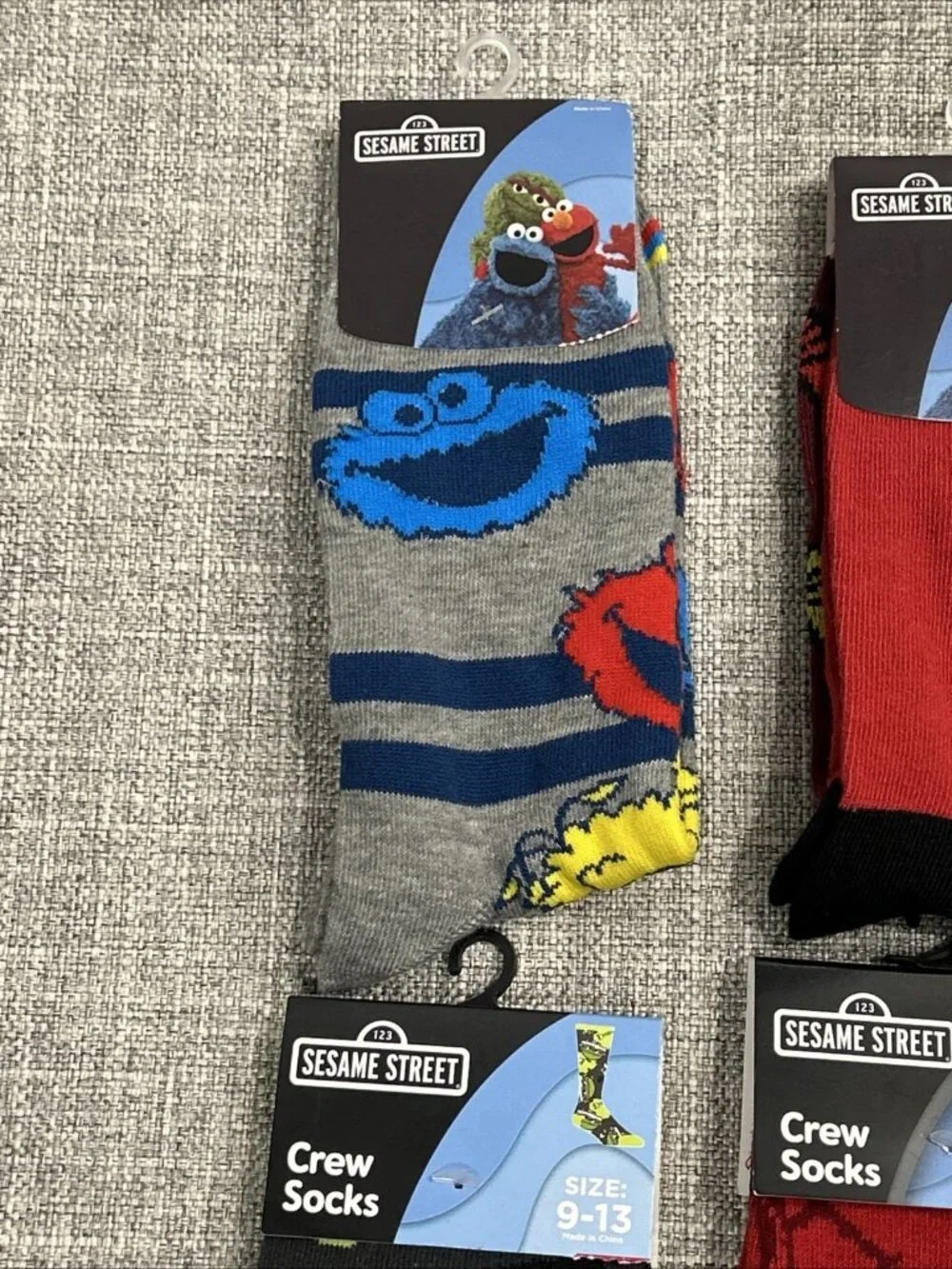 Lot of 4 Novelty Crew Socks Pop Culture Sesame Street Elmo Cookie Monster Burt
